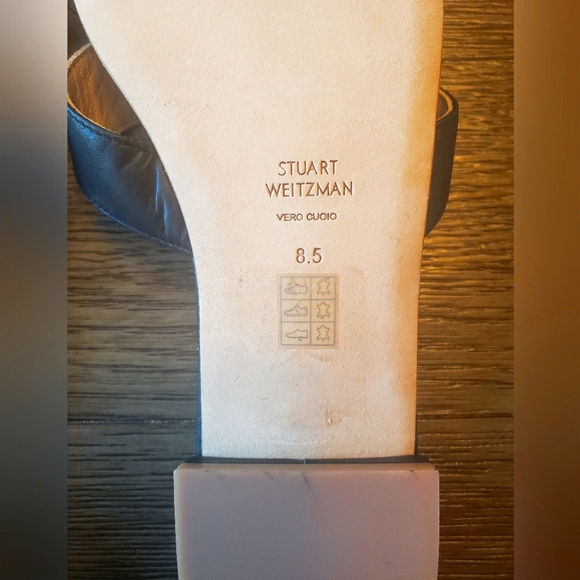 Stuart Weitzman Monogram Lunaria Crossband Leather flats slides sandals SZ 8.5 - Picture 6 of 8